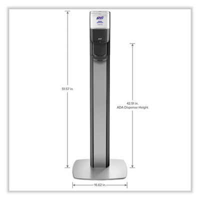 Messenger Es8 Silver Panel Floor Stand With Dispenser, 1,200 Ml, 16.75 X 6 X 40, Silver/Graphite