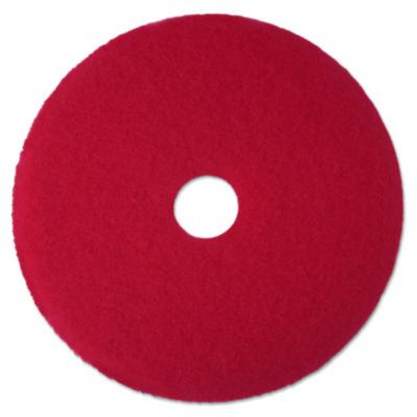Low-Speed Buffer Floor Pads 5100, 13" Diameter, Red, 5/Carton