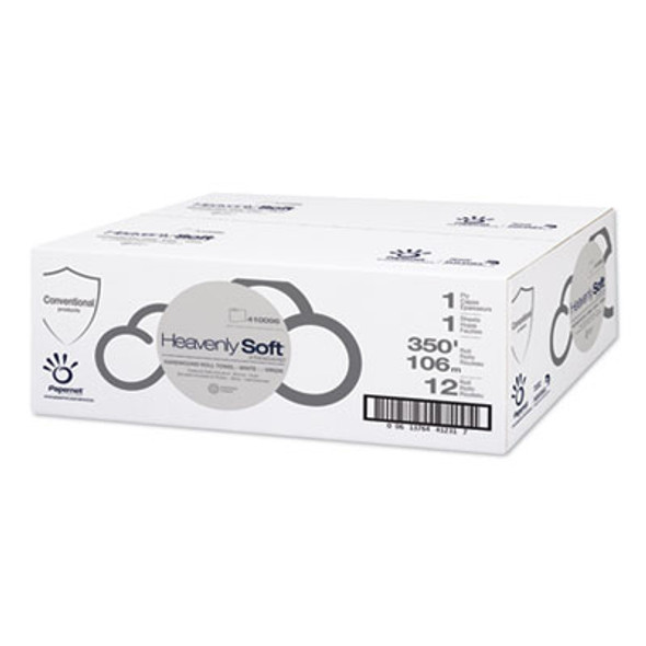 Heavenly Soft Standard Hardwound Roll Paper Towel, 1-Ply, 7.8" x 350 Ft, White, 12 Rolls/Carton