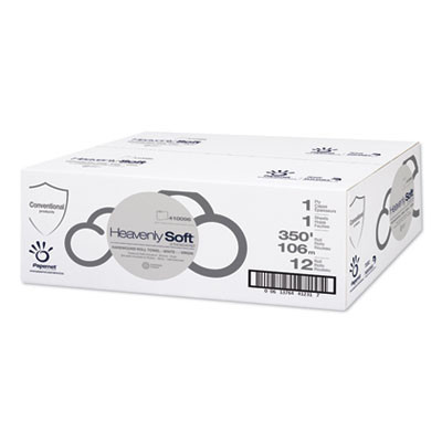Heavenly Soft Standard Hardwound Roll Paper Towel, 1-Ply, 7.8" x 350 Ft, White, 12 Rolls/Carton