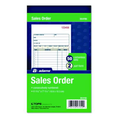 Multipart Sales Order Pad, 12 Lines, Two-Part Carbonless, 4.19 x 6.69, 50 Forms/Pad, 10 Pads/Box