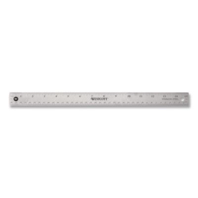 Stainless Steel Office Ruler With Non Slip Cork Base, Standard/Metric, 15" Long