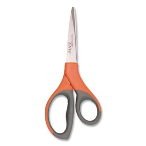 Elite Series Stainless Steel Shears, 8" Long, 3.5" Cut Length, Straight Orange Handle