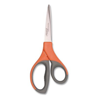 Elite Series Stainless Steel Shears, 8" Long, 3.5" Cut Length, Straight Orange Handle