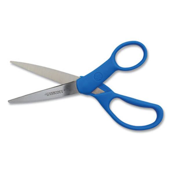 Preferred Line Stainless Steel Scissors, 7" Long, 3.25" Cut Length, Straight Blue Handle