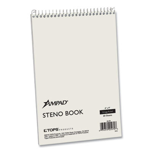 Steno Pads, Gregg Rule, White Cover, 60 Green-Tint 6 X 9 Sheets