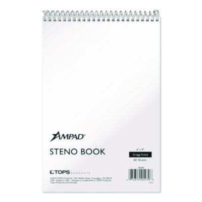 Steno Pads, White Cover, Gregg Rule, (60) Green-Tint 6 x 9 Sheets