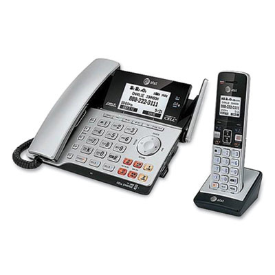 Connect To Cell Tl86103 Two-Line Corded/Cordless Phone, Corded Base Station And 1 Additional Handset, Black/Silver