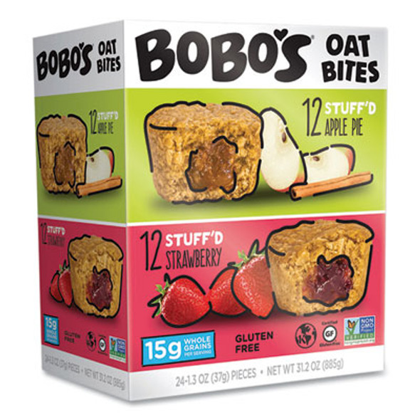 Stuff'D Apple Pie/Strawberry Oat Bites, 1.3 Oz Individually Wrapped, 24/Carton