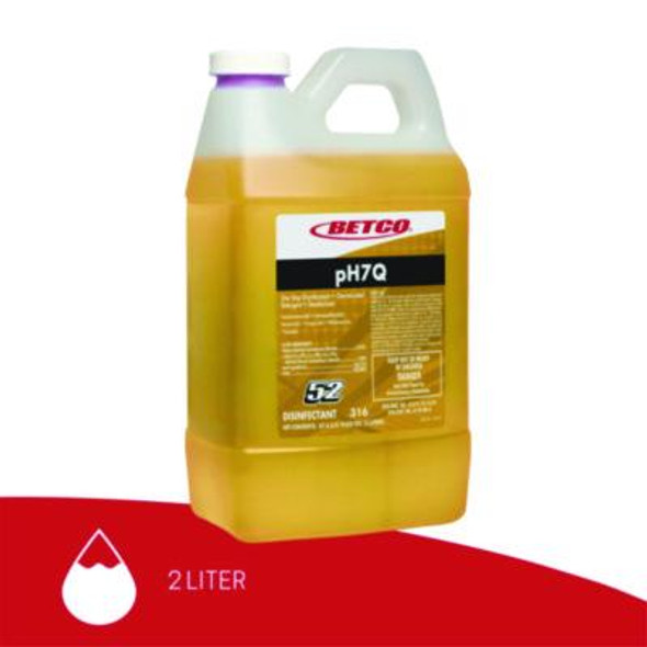 Ph7Q Fastdraw Neutral Disinfectant, Pleasant Lemon Scent, 2 L Bottle, 4/Carton
