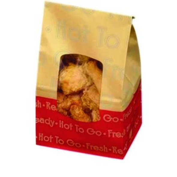Togo Ecocraft Grease-Resistant Deli Window Bag, Hot Togo Labeling, 6.13 x 4 x 12.38, 8 Lb Capacity, 500/Carton