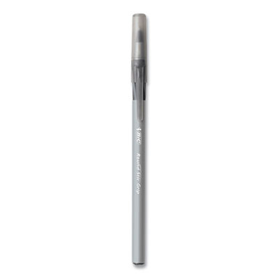 Round Stic Grip Xtra Comfort Ballpoint Pen, Stick, Medium 1 Mm, Black Ink, Gray/Black Barrel, 144/Pack