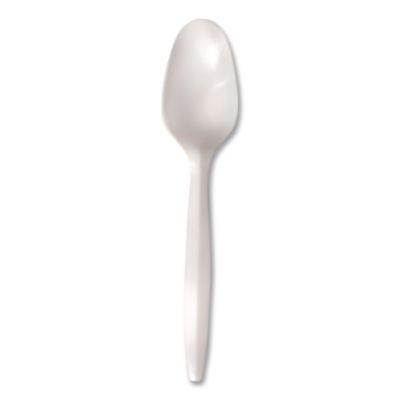 Mediumweight Polypropylene Cutlery, Spoon, Plastic, White, 1,000/Carton