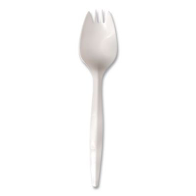 Mediumweight Polypropylene Cutlery, Spork, Plastic, White, 1,000/Carton