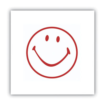 Pre-Inked Round Stamp, Smiley, 0.63" Dia, Red