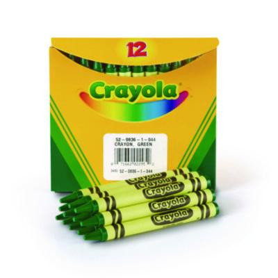Bulk Crayons, Regular Size, 0.31" x 3.63", Green, 12/Box