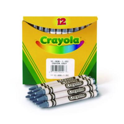 Bulk Crayons, Regular Size, 0.31" x 3.63", Gray, 12/Box