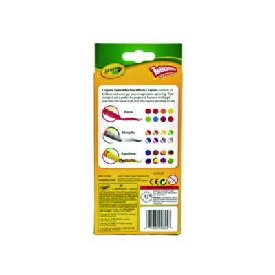 Twistables Fun Effects Mini Crayons, Miniature Size, 0.44" x 4", 24 Assorted Metallic, Neon And Rainbow Colors, 24/Pack