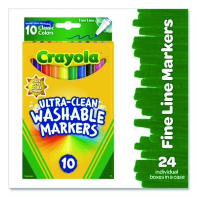 Ultra-Clean Washable Markers, Fine Line Precision Bullet Tip, Assorted Colors, 10/Box
