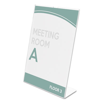 Superior Image Slanted Sign Holder, Top Loading, Portrait, 8.5 x 11 Insert, Clear