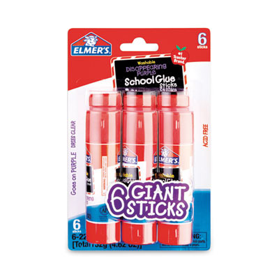 School Glue Stick, 0.77 Oz, Applies Purple, Dries Clear, 6/Pack