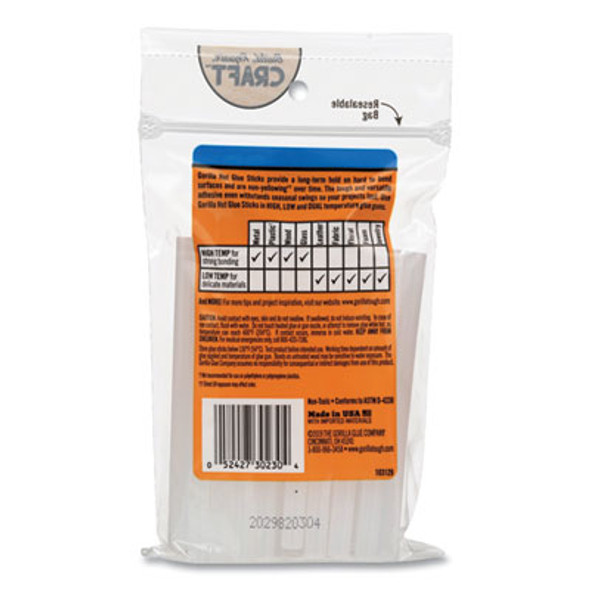 Mini Hot Glue Sticks, 0.27" Dia x 4", Dries Clear, 30/Pack