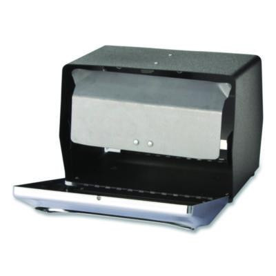 Tabletop Napkin Dispenser, 7.5 x 6 x 5.37, Black/Chrome