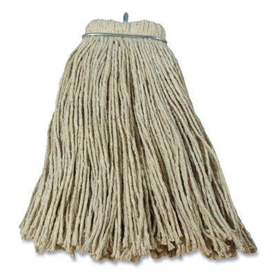 Layflat Regular Screw-Type Mop Head, Cotton, 20 Oz, 1" Headband, White