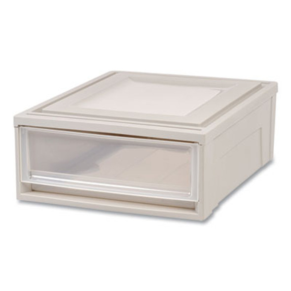 Stackable Storage Drawer, 5.5 Gal, 15.7" X 19.7" X 6.5", Gray/Translucent Frost