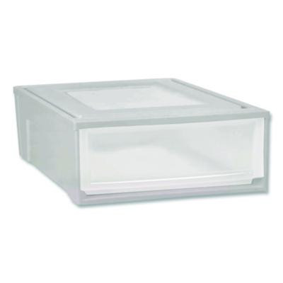 Stackable Storage Drawer, 5.5 Gal, 15.7" X 19.7" X 6.5", Gray/Translucent Frost