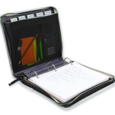 Zipper Binder, 3 Rings, 2" Capacity, 11 X 8.5, Black/Gray Accents