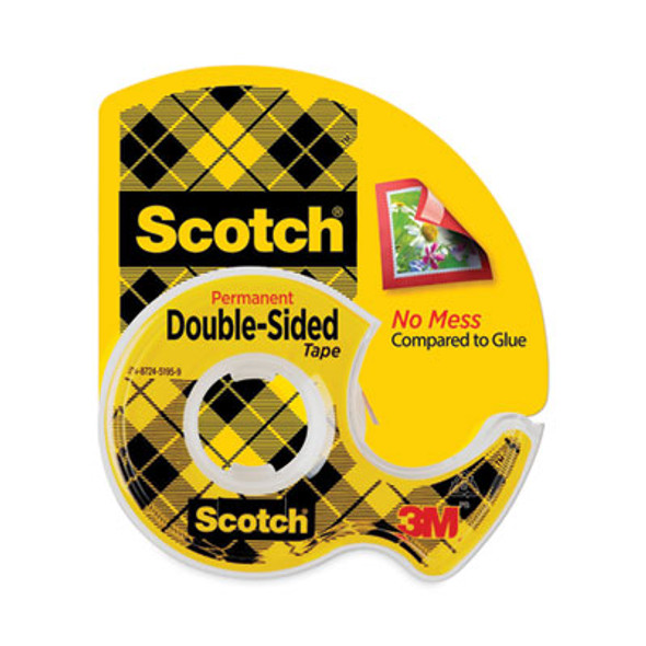 Double-Sided Permanent Tape In Handheld Dispenser, 1" Core, 0.5" X 20.83 Ft, Clear