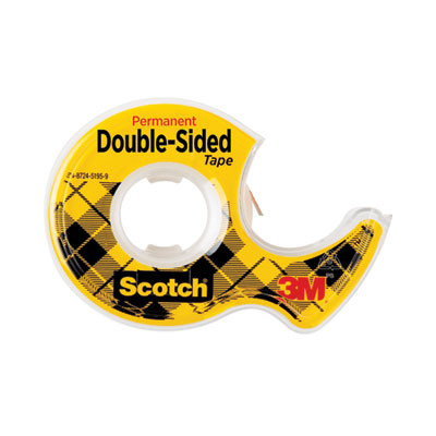 Double-Sided Permanent Tape In Handheld Dispenser, 1" Core, 0.5" X 20.83 Ft, Clear