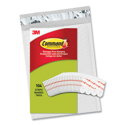 Poster Strip Pairs, Holds Up To 1 Lb, 0.63" x 1.75", White, 104/Pack