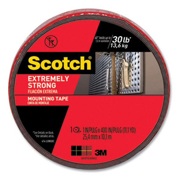 Extreme Mounting Tape, Permanent, Holds Up To 0.5 Lbs Per Inch, 1" X 11.1 Yds, Black