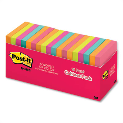 Original Pads In Poptimistic Colors, Cabinet Pack, 3 x 3, 100 Sheets/Pad, 18 Pads/Pack