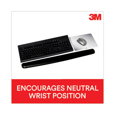 Antimicrobial Gel Thin Keyboard Wrist Rest, Extended Length, 25 x 2.5, Black