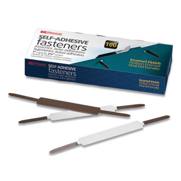 Self-Adhesive Two-Prong Folder Fastener Bases, 1" Capacity, 2.75" Center To Center, Brown, 100/Box