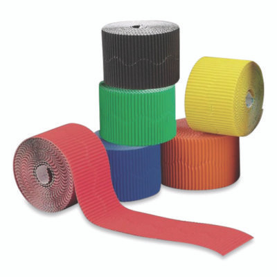 Bordette Decorative Border, 2.25" x 50 Ft, Assorted Colors, 6/Carton