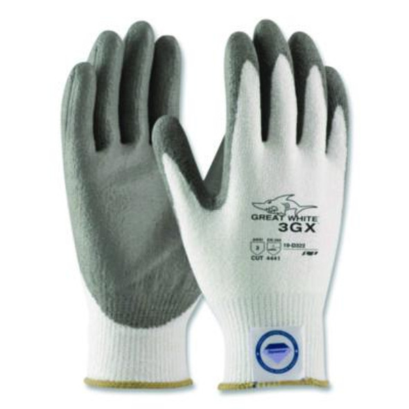 Great White 3Gx Seamless Knit Dyneema Diamond Blended Gloves, En388: 4542, Large, White/Gray, Pair