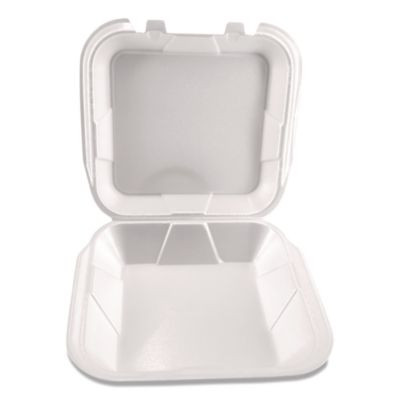 Foam Hinged Lid Containers, 9 x 9 x 3, White, Foam, 200/Carton