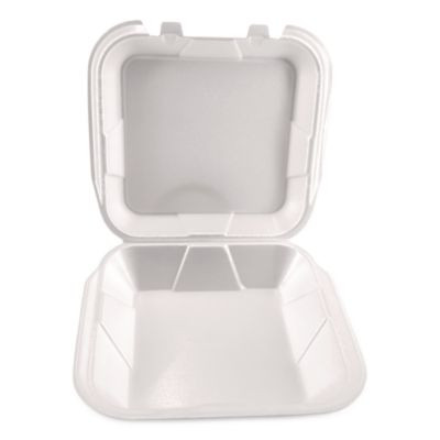 Foam Hinged Lid Containers, 9 x 9 x 3, White, Foam, 200/Carton