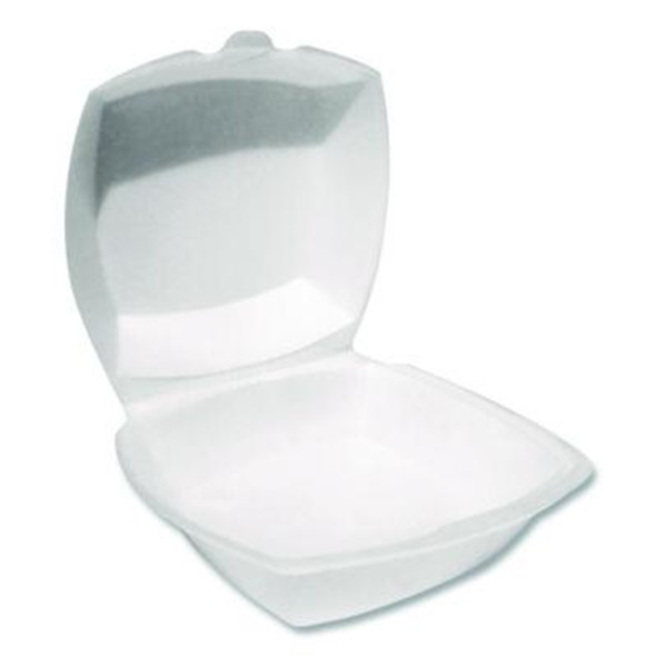 Foam Hinged Lid Containers, 6 x 6 x 3, White, Foam, 500/Carton