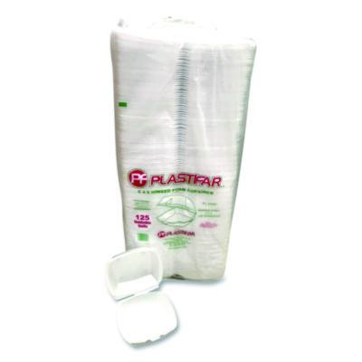 Foam Hinged Lid Containers, 6 x 6 x 3, White, Foam, 500/Carton