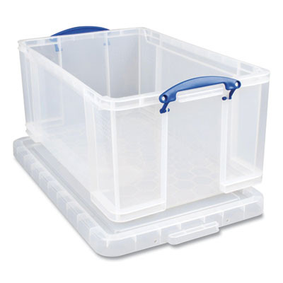 Snap-Lid Storage Bin, 16.9 Gal, 17.31" X 28" X 12.25", Clear/Blue