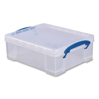 Snap-Lid Storage Bin, 2.14 Gal, 11" X 14" X 5", Clear/Blue, 5/Pack