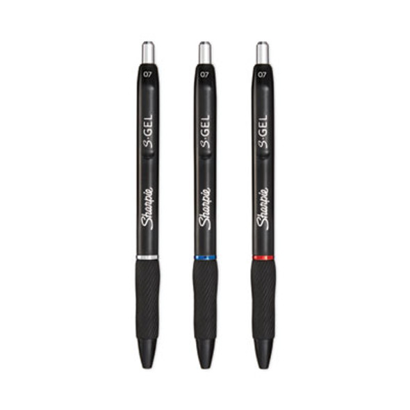S-Gel High-Performance Gel Pen, Retractable, Medium 0.7 Mm, Assorted Ink Colors, Black Barrel, Dozen