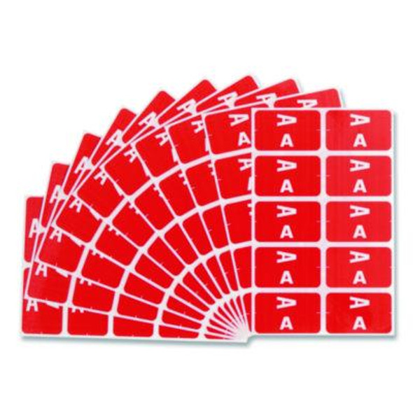 Alphaz Color-Coded Second Letter Alphabetical Labels, A, 1 X 1.63, Red, 10/Sheet, 10 Sheets/Pack