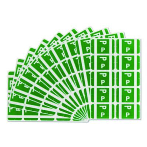 Alphaz Color-Coded Second Letter Alphabetical Labels, P, 1 X 1.63, Dark Green, 10/Sheet, 10 Sheets/Pack