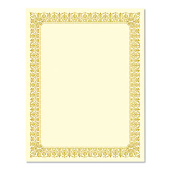 Premium Certificates, 8.5 X 11, Ivory/Gold With Fleur Gold Foil Border, 15/Pack